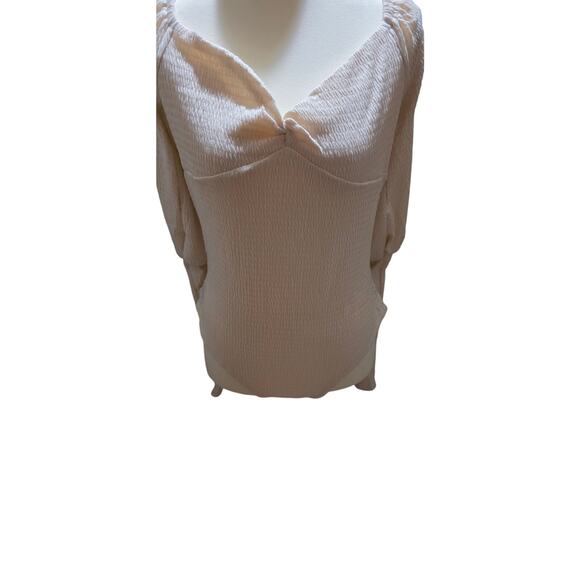 Promesa Bodysuit Textured Stretch Knit Snap Closure Neutral Long Sleeve Size M - Picture 2 of 5